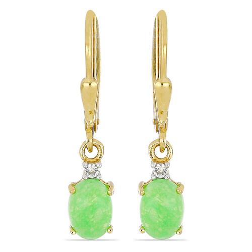 1.82 CT GREEN JADE GOLD PLATED STERLING SILVER EARRINGS #VE019163